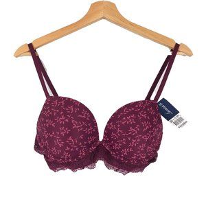 NWT Leonisa Purple Lacey Push Up Plunge Bra 34B